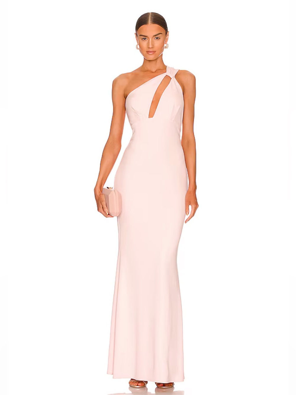 Katie May Edgy One-Shoulder Blush Dress with Keyhole